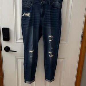 NWOT Judy Blue Dark Wash Distressed Jeans